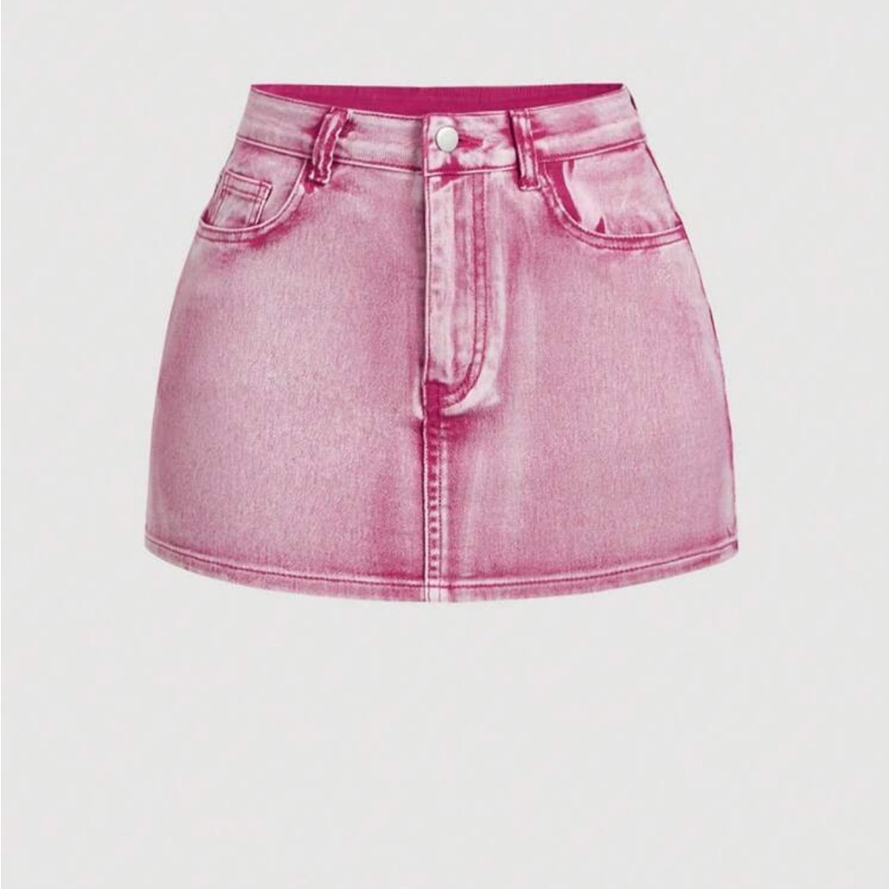 Hot Pink Denim Skirt